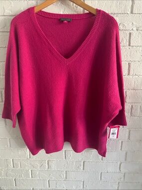 Vince Camuto Bright Fuchsia V-Neck Sweater